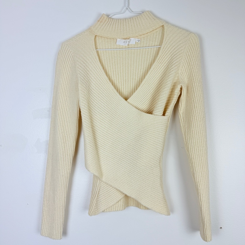 ASTR The Label Cream Ribbed Wrap Sweater
Cutout Neck Long Sleeve Top - Picture 5 of 8